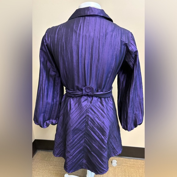 Vintage purple taffeta button down tie waist theatre coat size Large - Picture 6 of 12